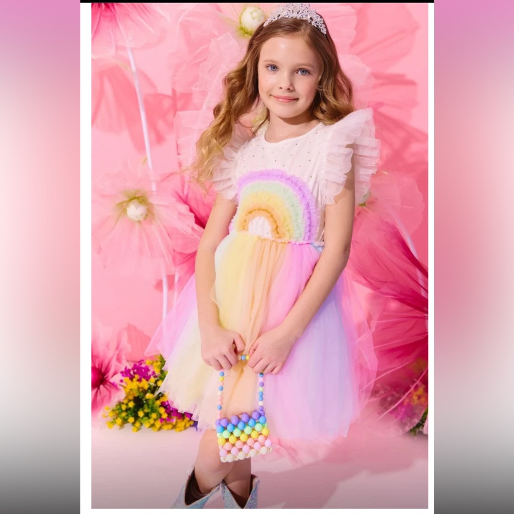 Lola + The Boys Crystal Rainbow Tulle Dress NWOT - Picture 2 of 7